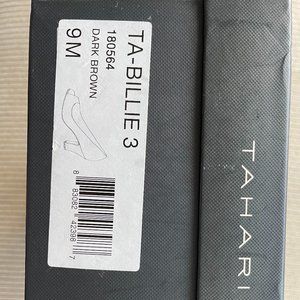 Tahari Billie Brown crocodile open toe pumps